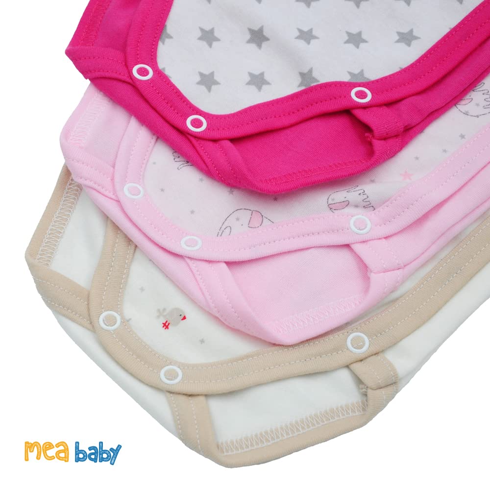 MEA BABY Body unisex de manga larga para bebé de 100 % algodón, paquete de 5 unidades, de manga larga para bebé, con estampado, para niñas, para niños