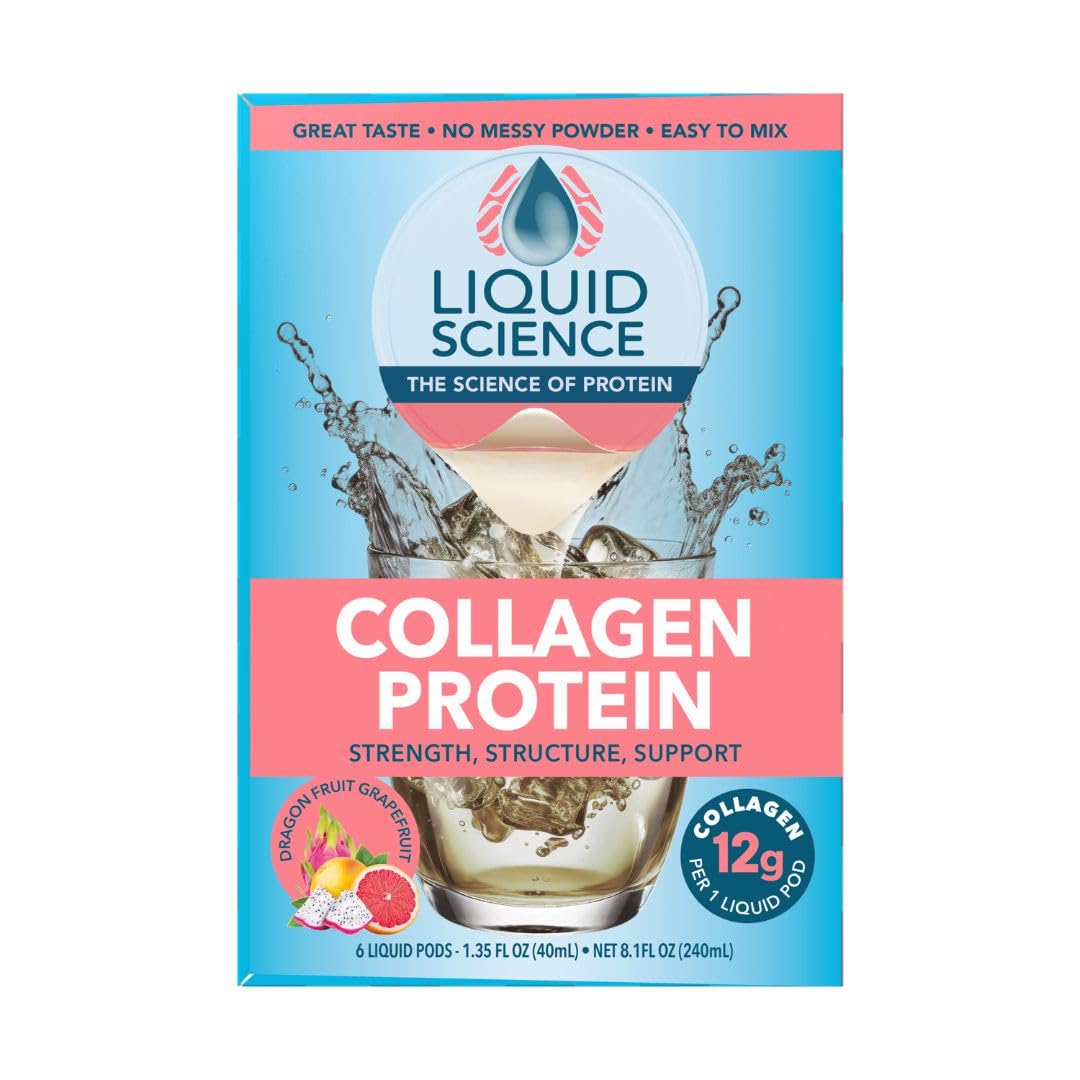 Java House Liquid Science Dragon Fruit Grapefruit Single Serve Collagen Pods - Peel and Pour- Pack of 6
