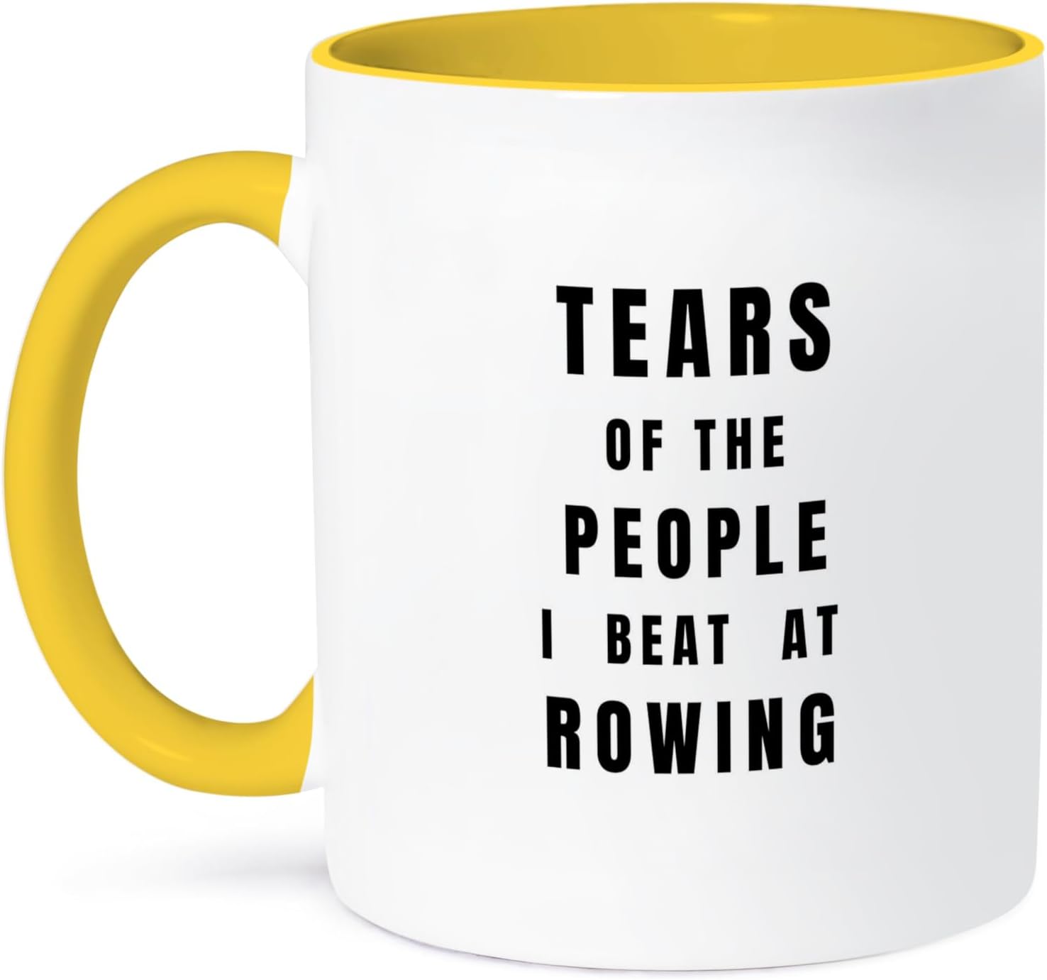 3dRose Tears of the People I Beat at Rowing Funny Best Rower Ever Joke Humor 11oz Two-Tone Yellow Mug