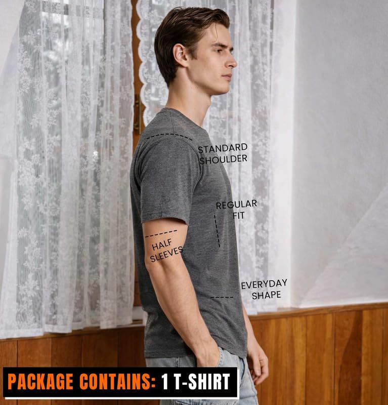 Image of Sleepynuts Men's Regular Fit Round Neck Half Sleeves Solid Casual Wear T-Shirt