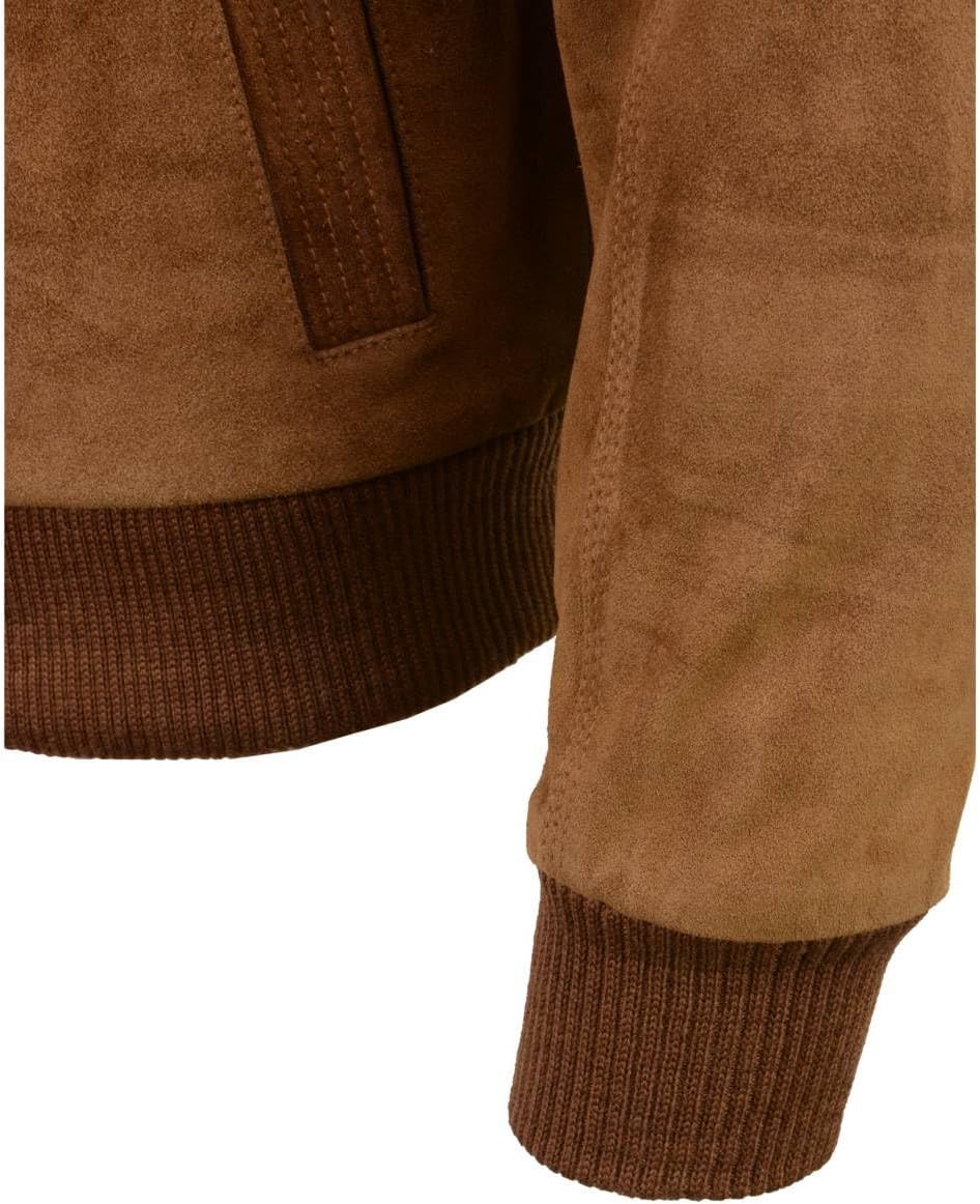 Milwaukee Leather Vintage SFM1818 Men's Classic Beige Suede Leather Fashion Coat Jacket w/Front Zipper Closure - Image 5