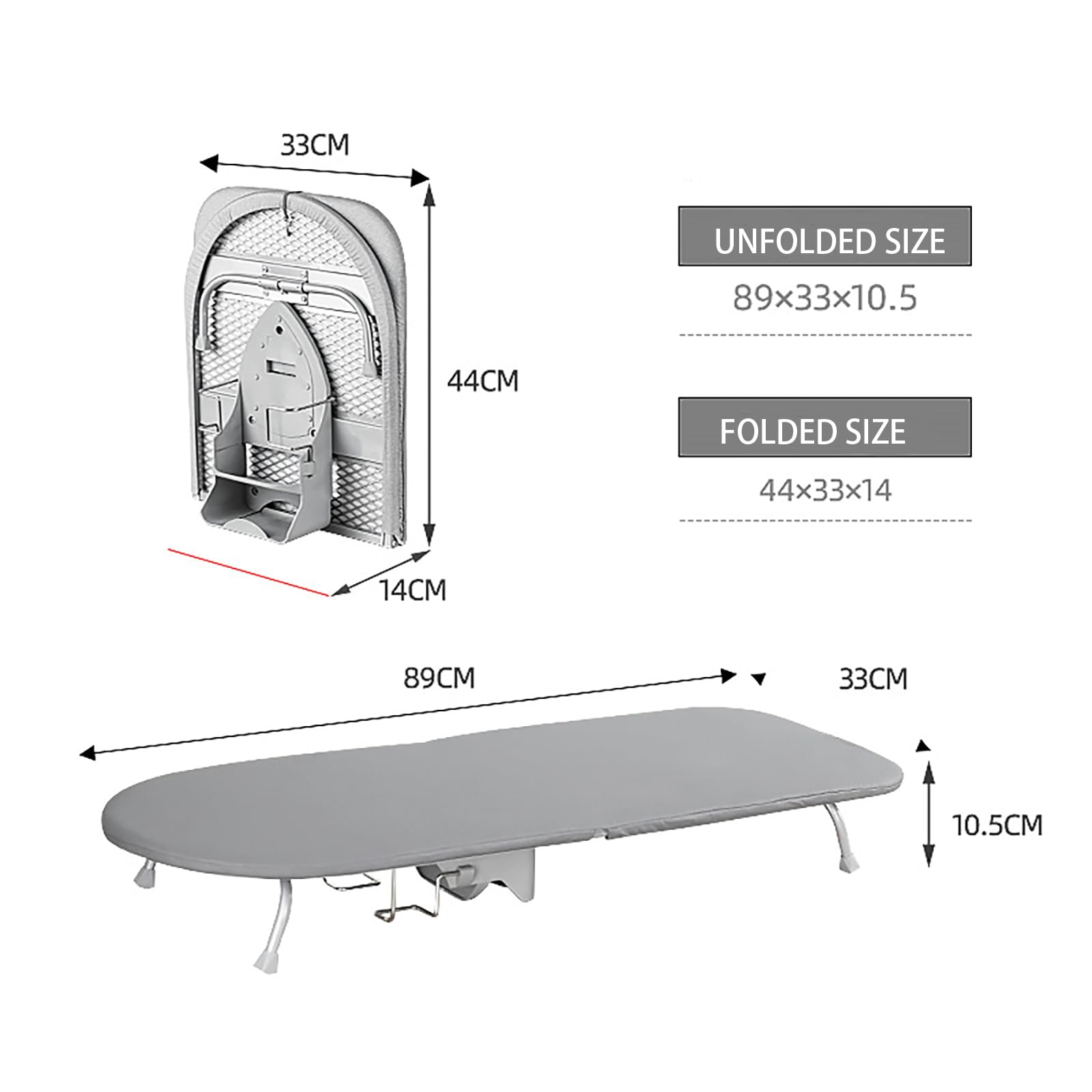NEWFUN Tabla de Planchar Plegable,Patas de Mesa Plegables para Ahorrar Espacio (Gray)