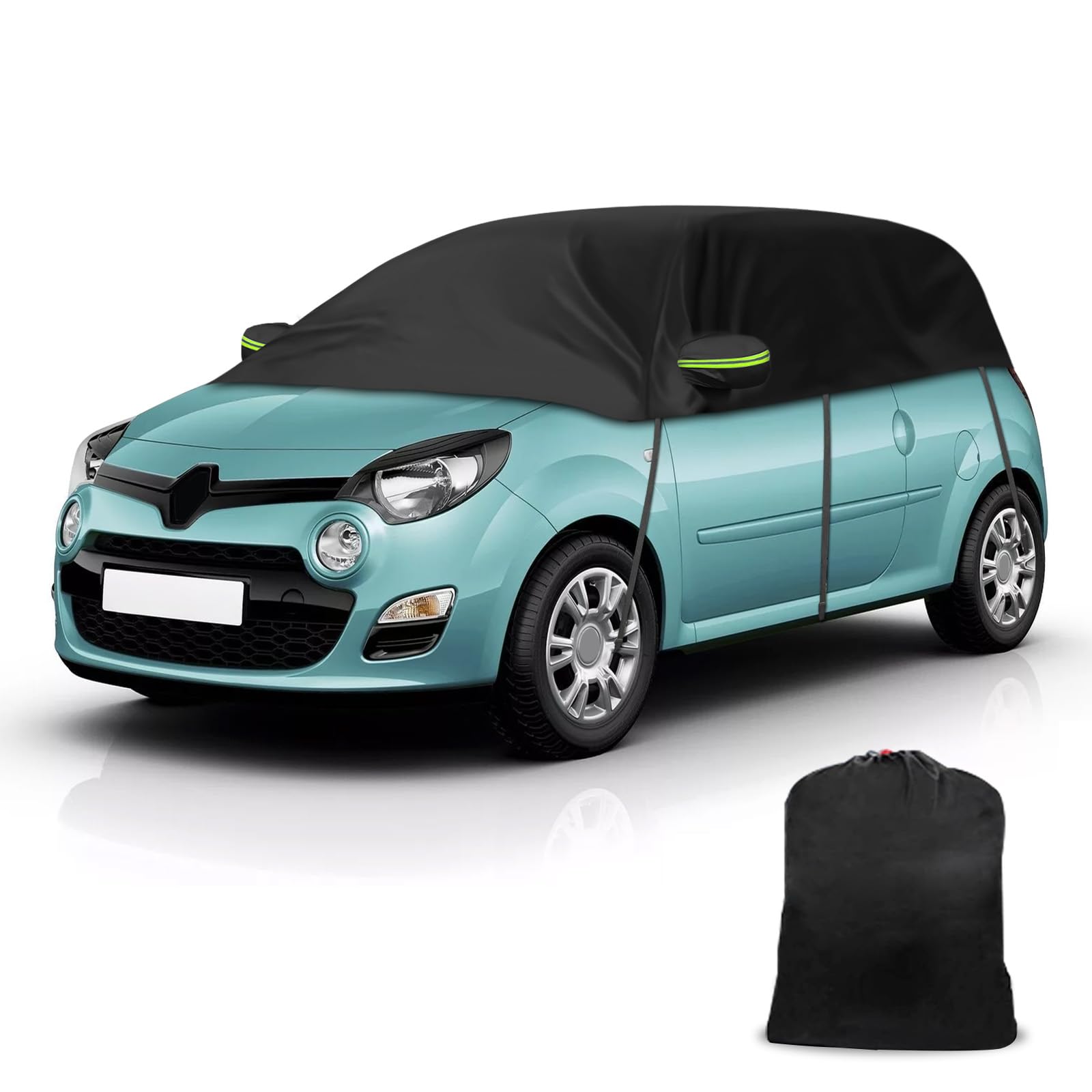 Halbe Autoabdeckung Ersatz für Renault Twingo 1993-2024, Softtop Dachschutz Autoabdeckung Wasserdicht, Halbe Garage mit Riemen, UV-beständig für jedes Wetter
