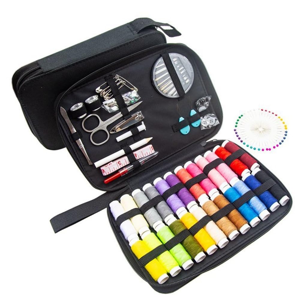 JFDBGU Kit de costura de 130 piezas, caja de costura de viaje portátil for el hogar, combinación de herramientas de costura