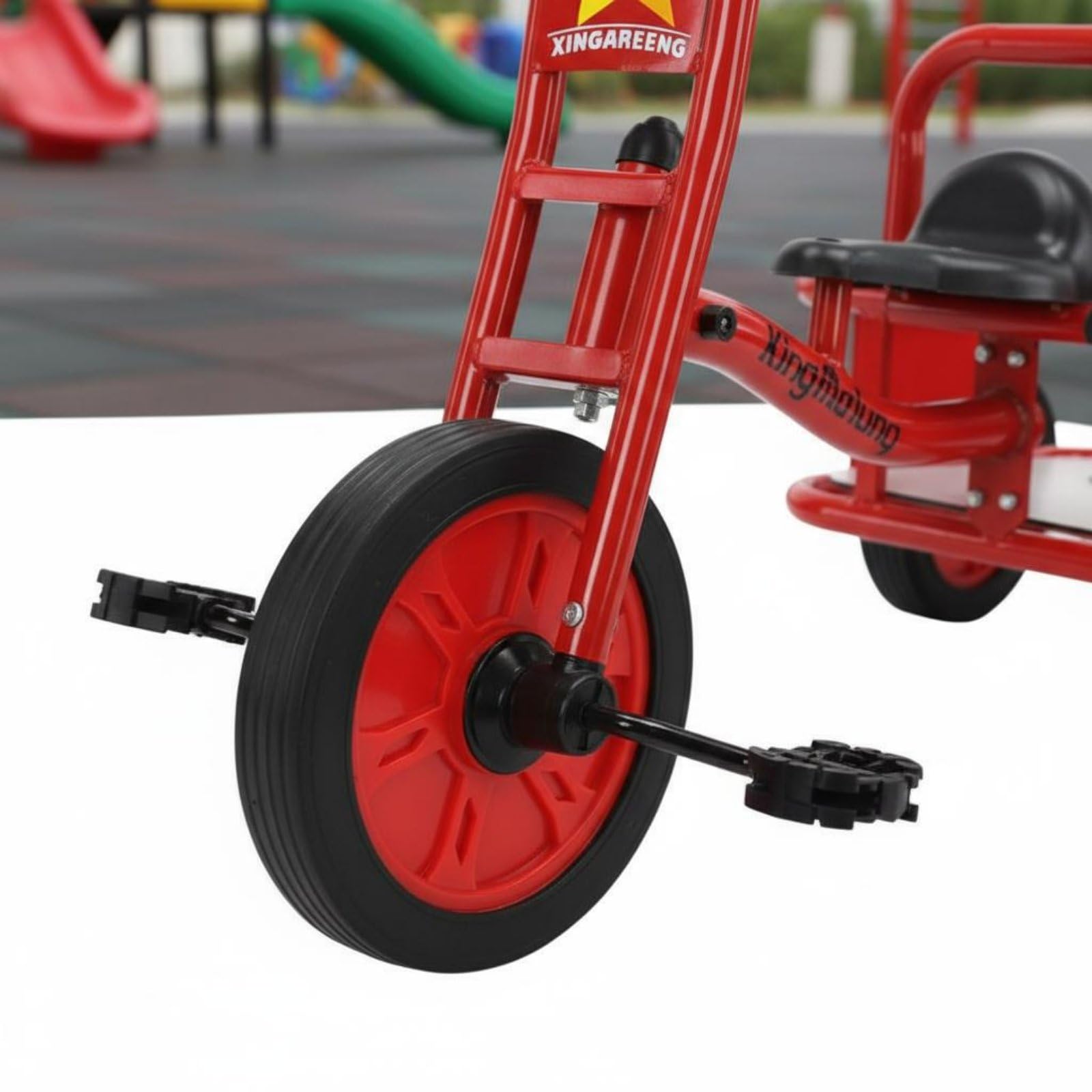 per Bambini Bambini Pedali Infanzia con Maniglia Posteriore in Acciaio al Carbonio con Ruote in Gomma Antiribaltamento per Adatto per Parchi Giochi, Rosso