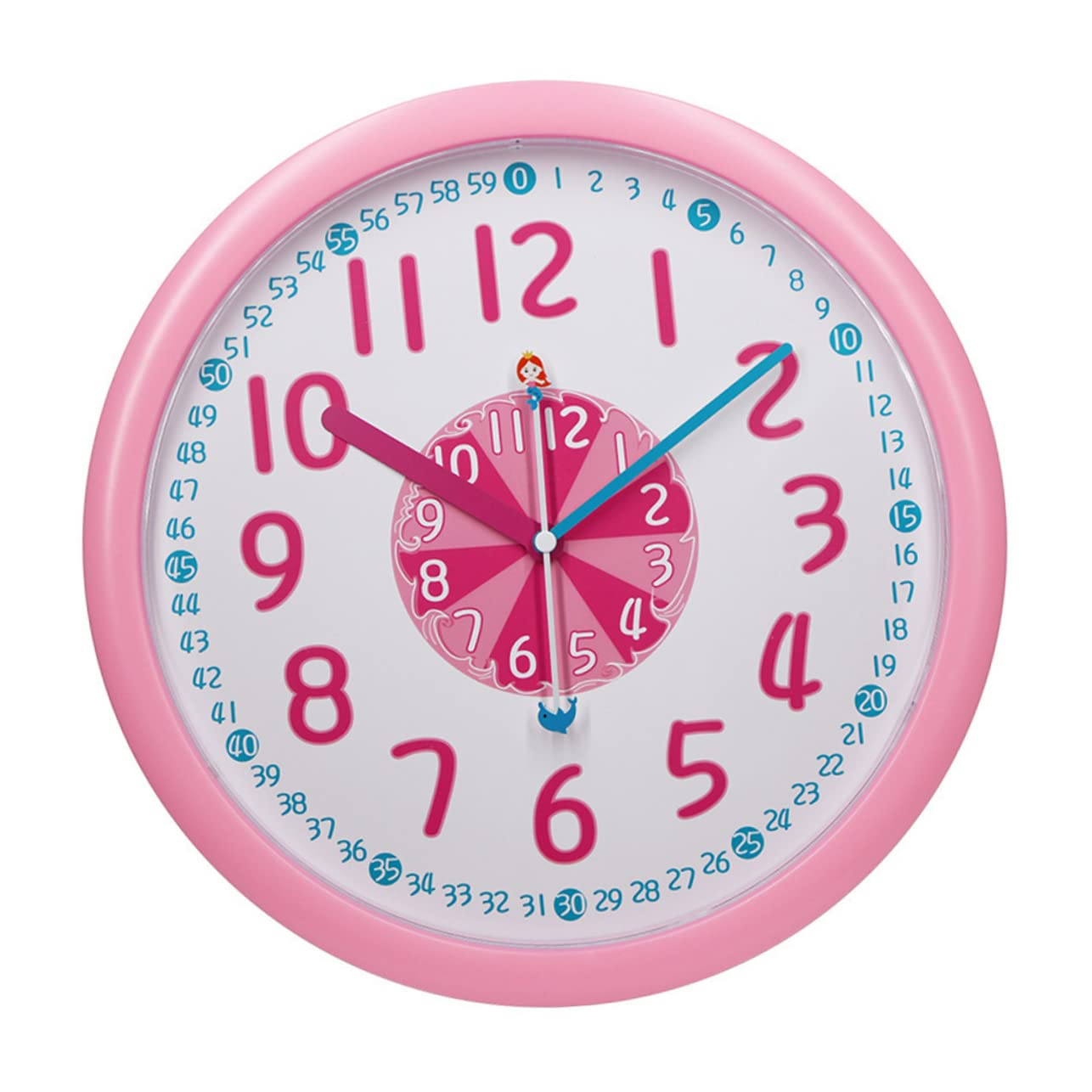 Horloge rose Mikikit motif dessin animé, le cadeau idéal pour chambre fille et garçon