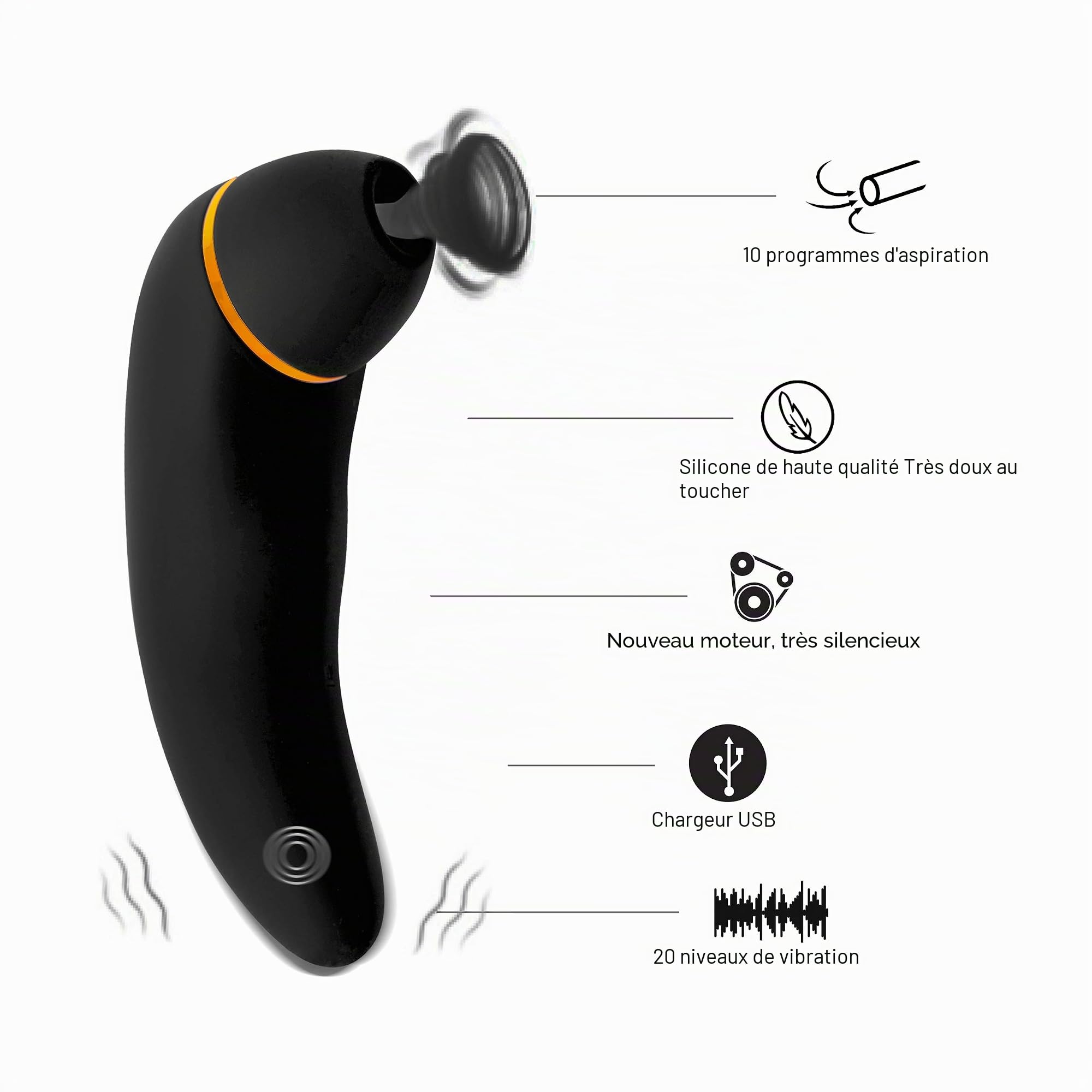 HUGBOX PRO Stimulateur de Clitoris, Stimulateur Clitoridien, Sex Toy Femme, Vibromasseur, Jeux Erotiques, Satisfayer, Dildo, 30 Programmes. Orgasmes Rapides et Multiples