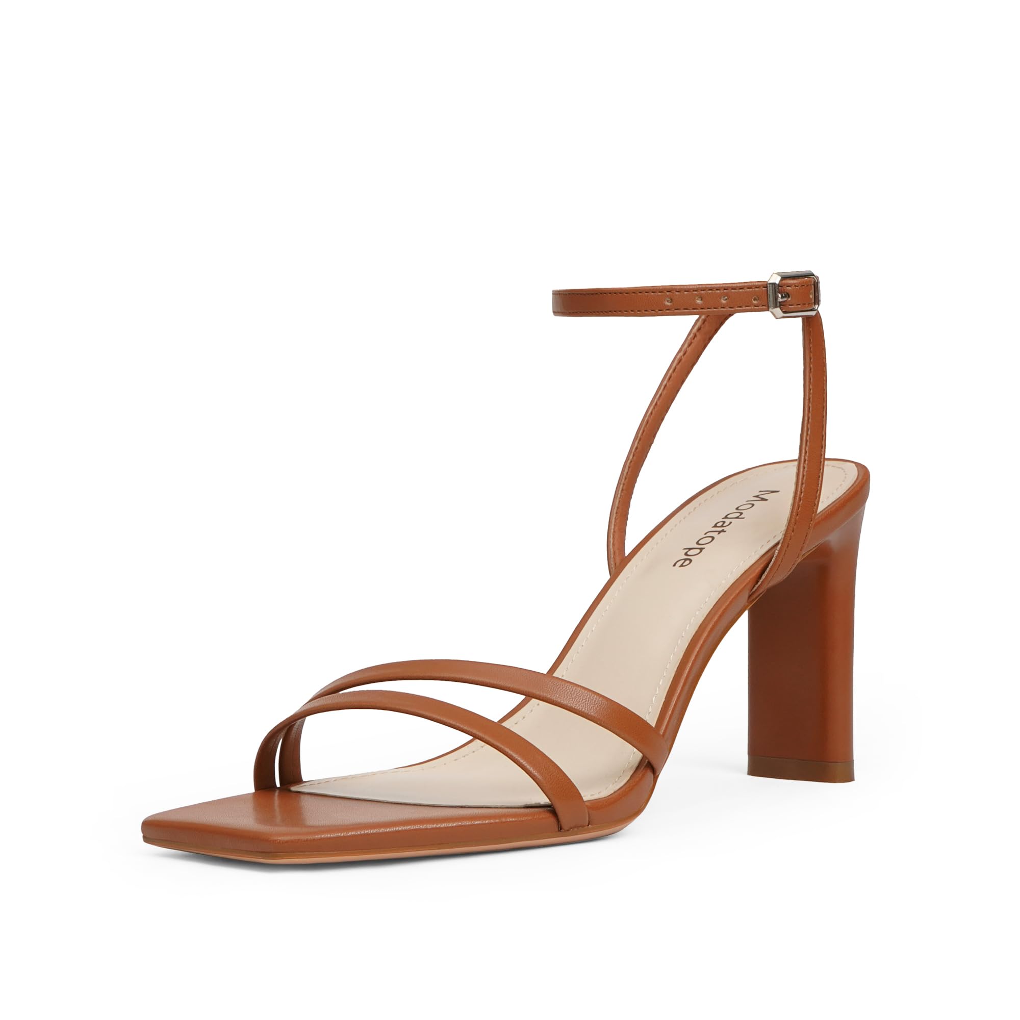 Modatope Womens Sandals Square Open Toe Chunky High Heels Strappy Ankle Strap Sandals Comfort Dress Party Shoes