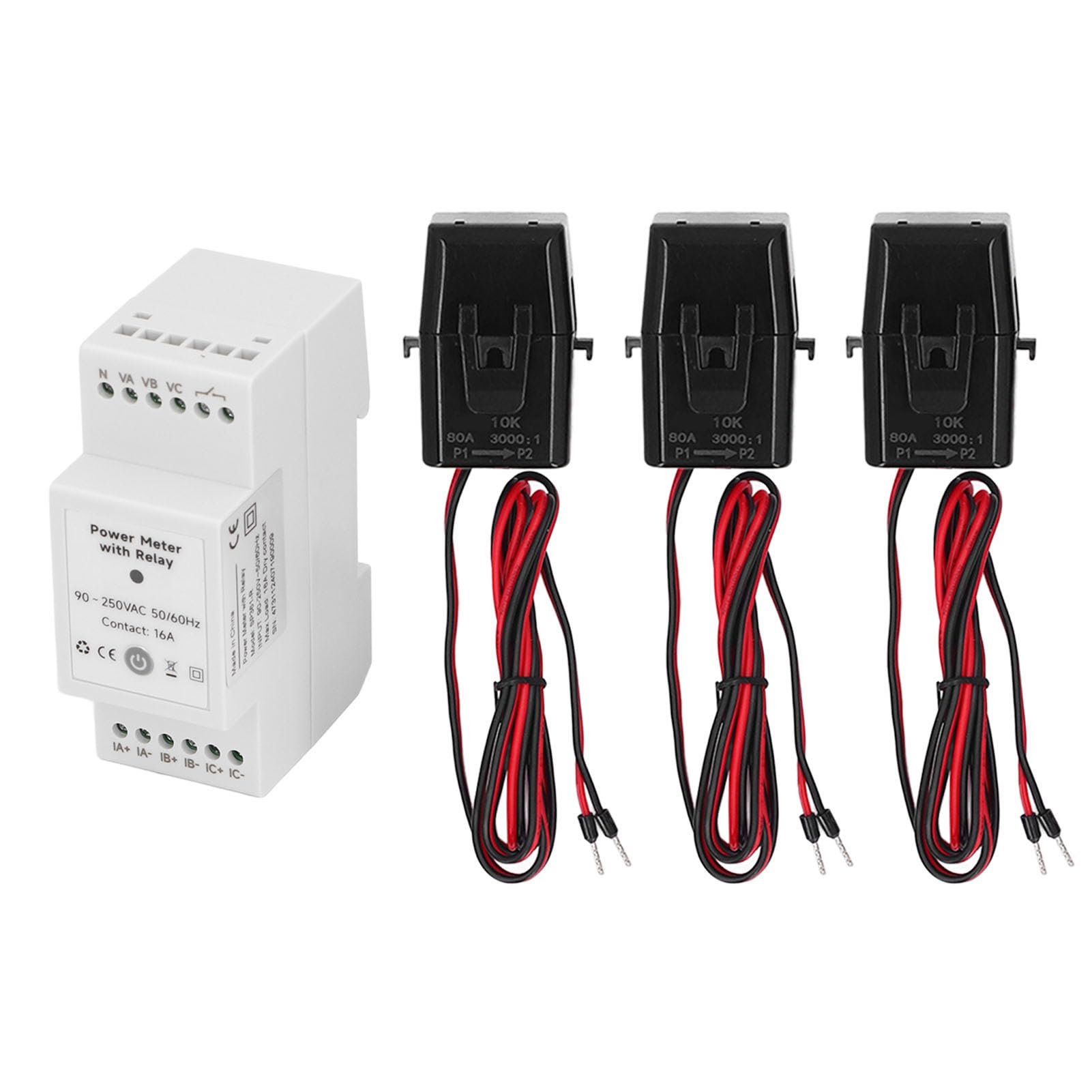 Drfeify 3-fazowy Miernik Cęgowy, Domowy Monitor Energii WiFi z Czujnikami CT 3x80A, śledzenie Energii Elektrycznej w Czasie Rzeczywistym dla Inteligentnej Automatyki Domowej