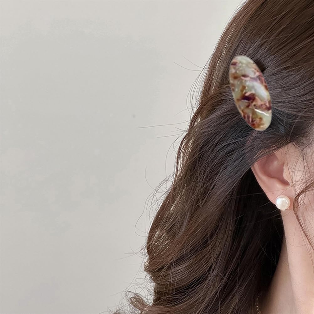 Ensemble de 3 barrettes ovales en fibre d'acétate, barrettes vintage de grande taille en écaille française, adaptées aux femmes et aux filles aux cheveux épais