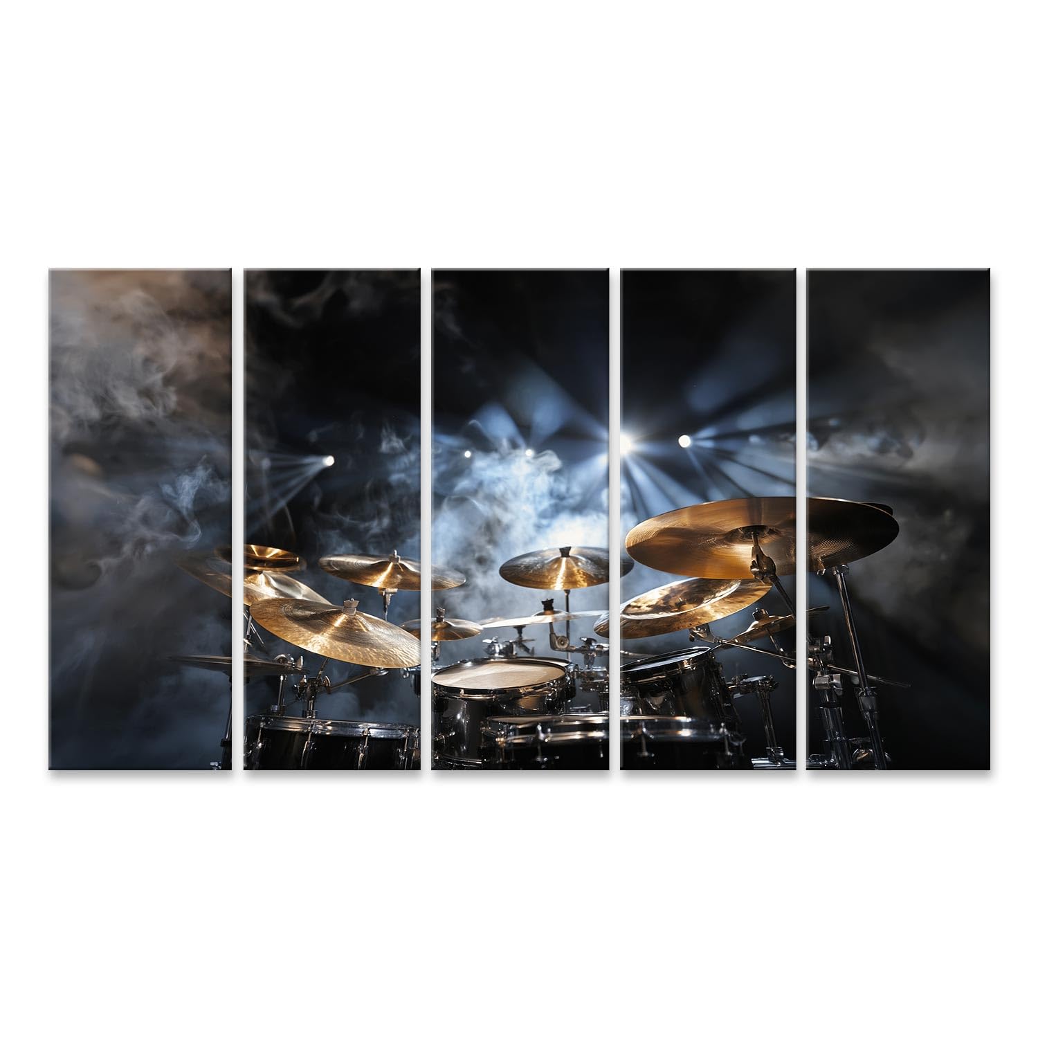 islandburner Bild auf Leinwand Dynamisches Schlagzeug Wandbild Wohnzimmer Für Musikfans - 5-teilig XXL - Edition X2