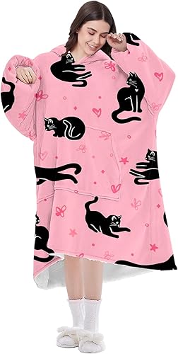 Sudadera con capucha Sherpa de gran tamaño con bolsillo gigante, regalos de cumpleaños de Navidad para adultos, mujeres y hombres