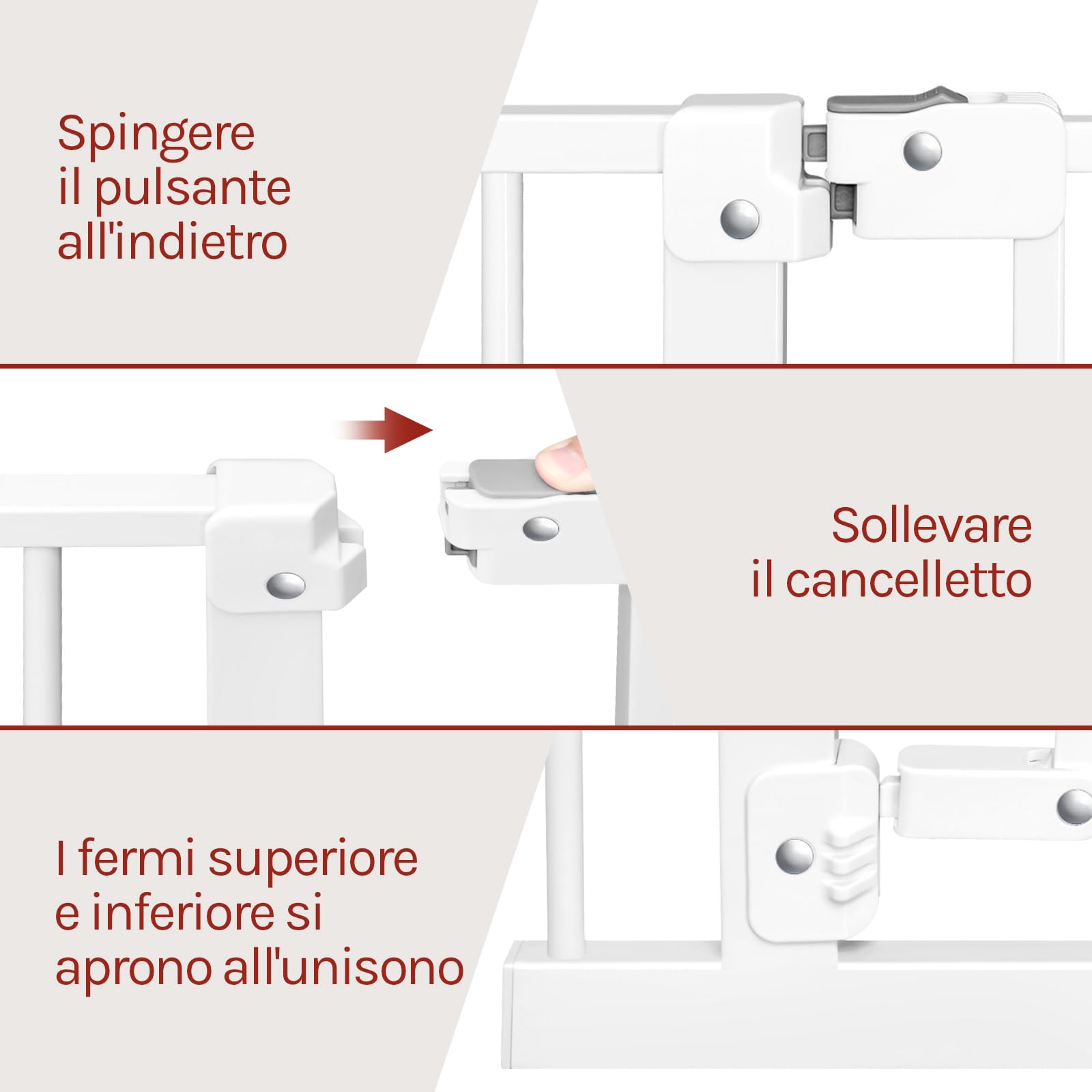 WOLTU Cancelletto per Bambini in Metallo, Cancello per Scale e Porte con Apertura 75-107cm, Cancelletto per Cani Apribile in 2 Direzioni, Chiusura Doppia, Montaggio con/senza Foratura, Bianco