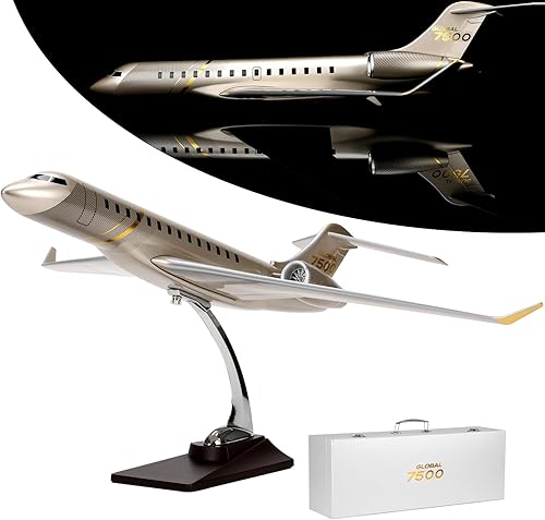 XXLYY 172 Modelo Private Jet Bombardier Global 7500, modelo de avión de resina fundido a presión con soporte de exhibición y caja de regalo para