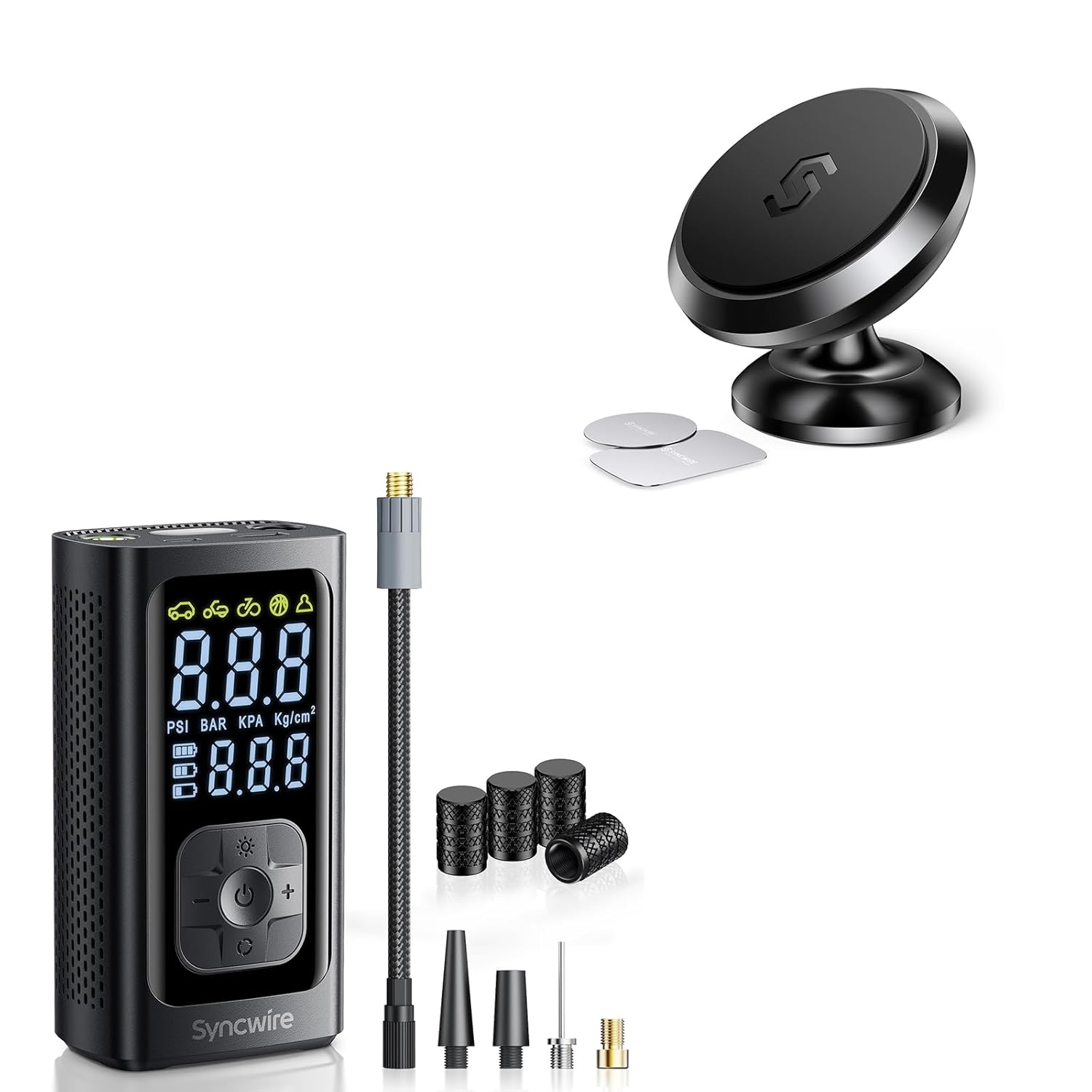 Syncwire Magnetic Phone Holder for Car and Tire Inflator Portable Air Compressor