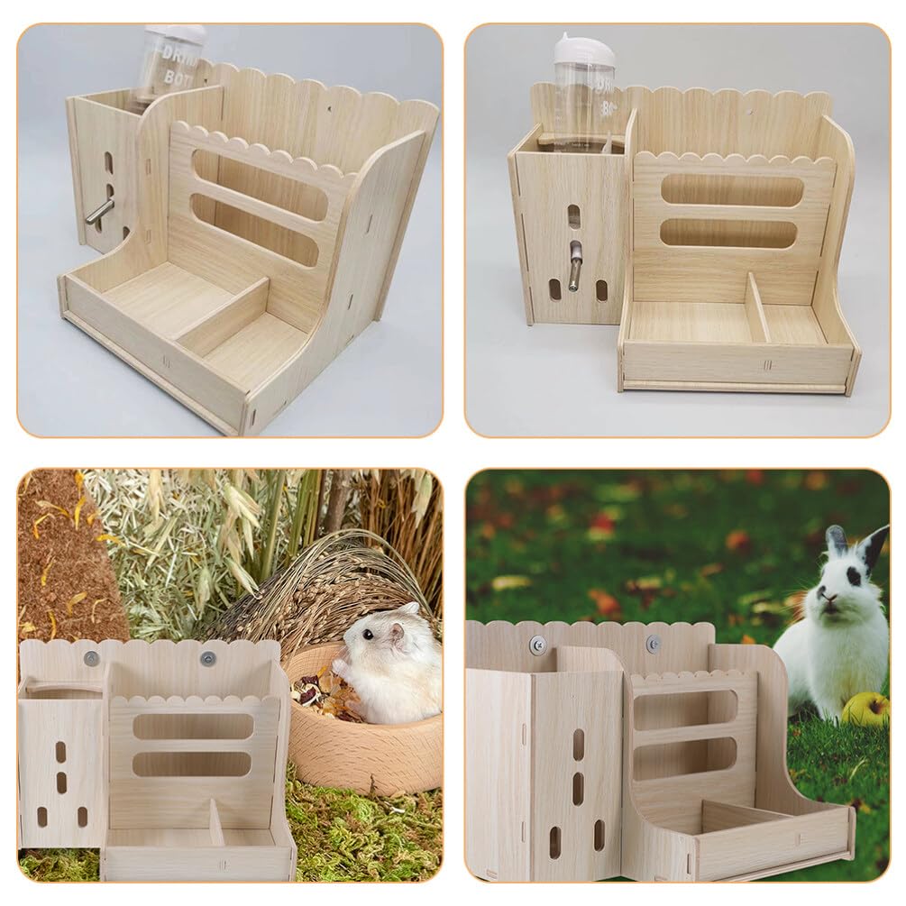 Housoutil Mangiatoia Per Conigli in Legno Resistente All Usura Supporto Da Pavimento Comodo Per Uso Quotidiano Mangiatoia Multifunzione Per Gabbie