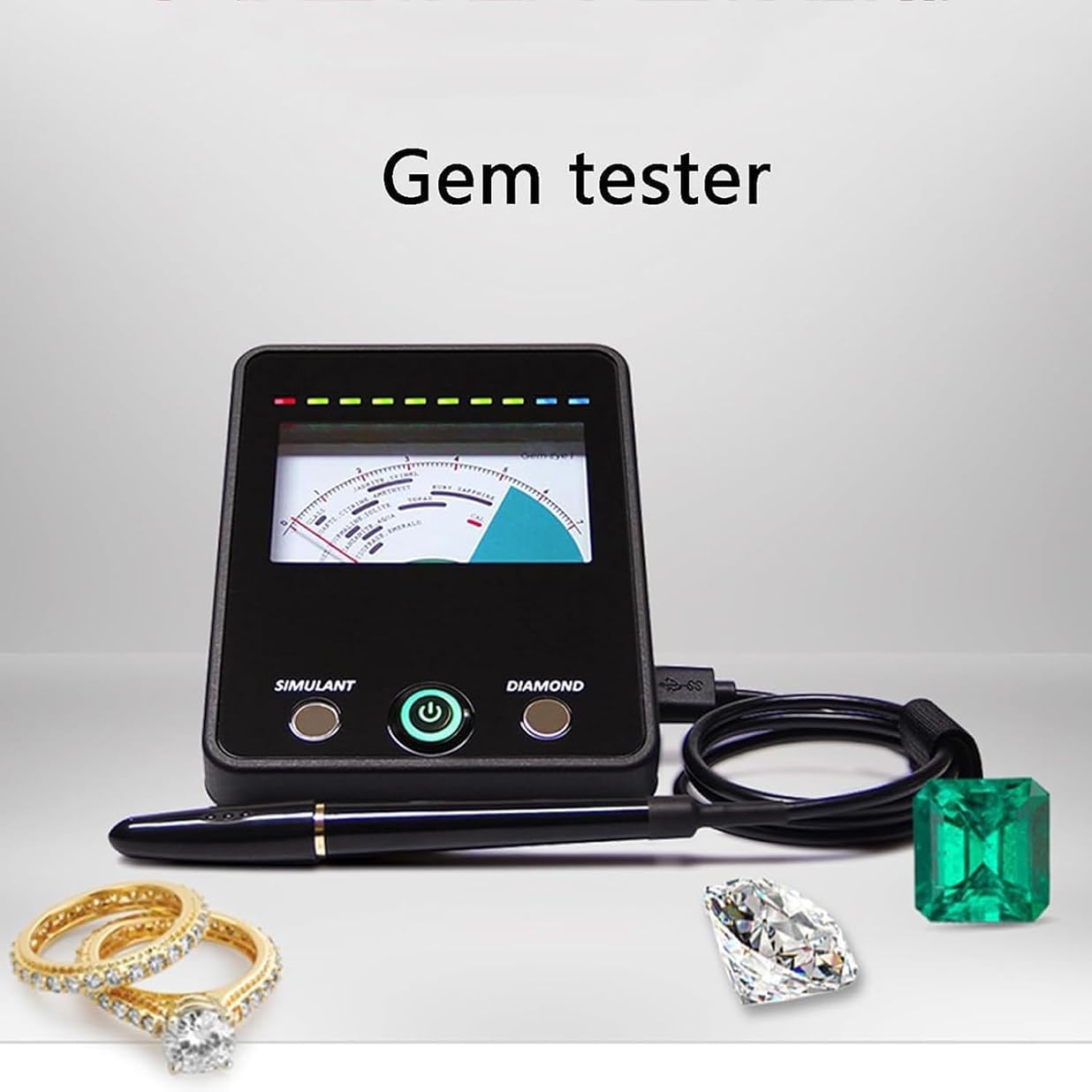 Probador De Moissanita De Diamante De Alta Precisión, Probador De Piedras Preciosas, Herramienta De Selección De Prueba De Joyería Con Tablero De Puntero Y Luz Indicadora, Calibración Automática