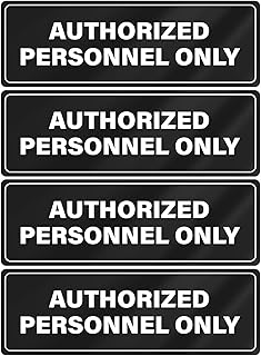 Authorized Personnel Only Sign Acrylic 9 x 3 Inches Self-Adhesive Waterproof Plastic Door Wall Sign for Business Offices 4 Pack