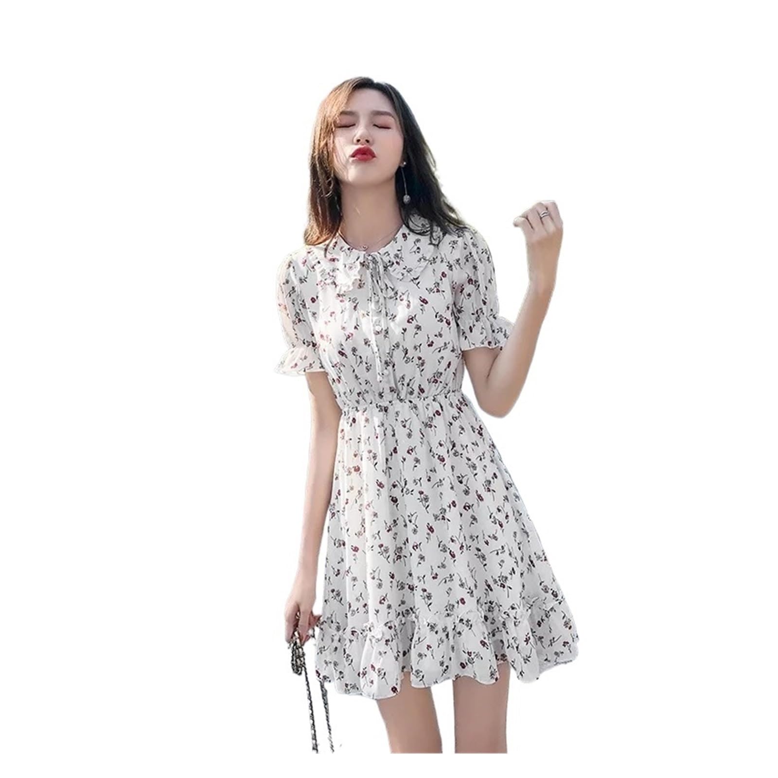 Robe fleurie femme été rétro douce en mousseline fine pour demoiselle d'honneur