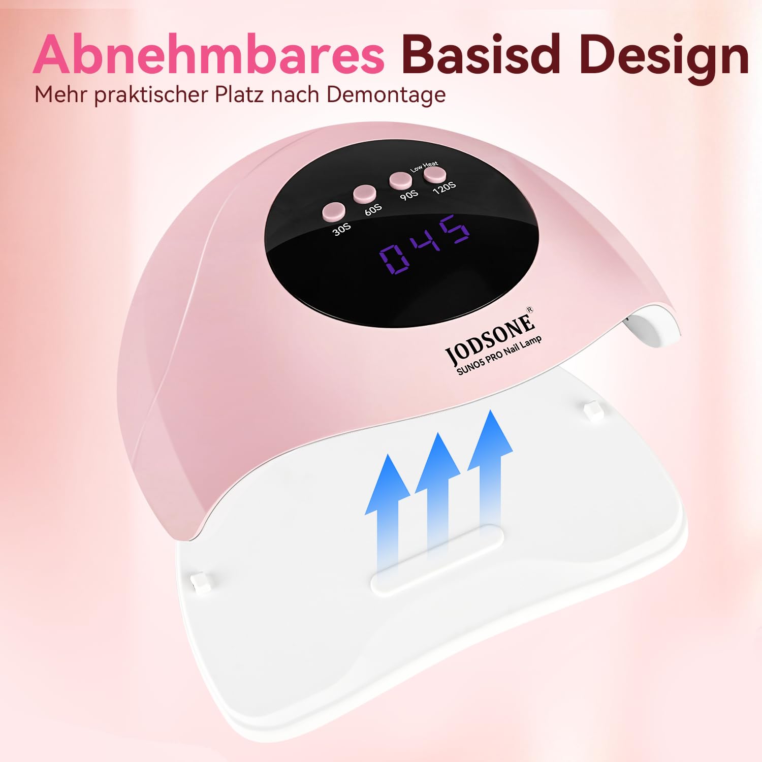 JODSONE UV-Nagellampe, LED-Gel-Nageltrockner, tragbare Gel-Nagellampe mit Auto-Sensor und 4 Timern, für den Heimsalon, Nagelwerkzeuge, Rosa