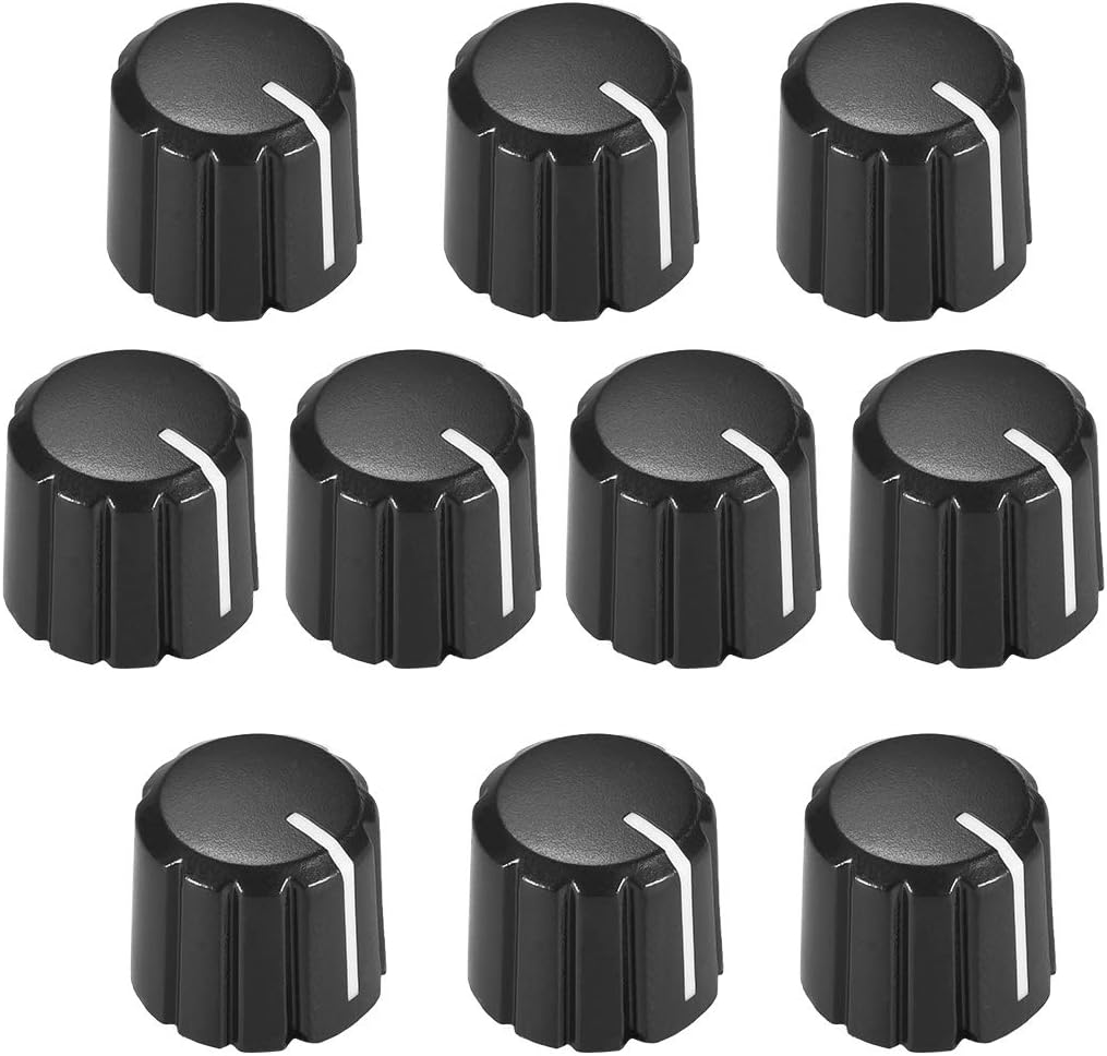 uxcell 10pcs Potentiometer Control Knobs for Electric Guitar Volume Tone Knobs Black D Type 4x6mm