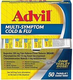 Advil Multi Symptom Cold and Flu Medicine, Cold Medicine for Adults with Ibuprofen, Phenylephrine HCL and Chlorpheniramine Maleate - 50 Coated Tablets