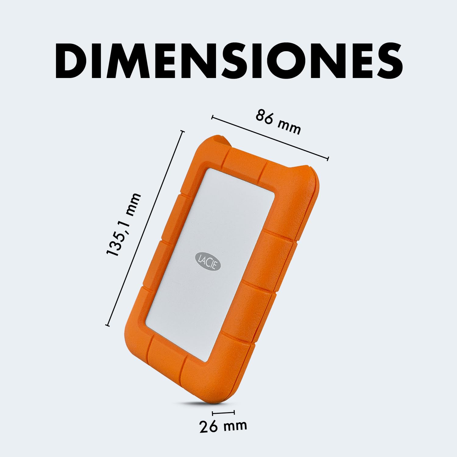 LaCie Rugged USB-C 4TB — antigolpes, USB‑C Disco duro externo portátil 2,5", para Mac y Windows — incluye Rescue Data Recovery