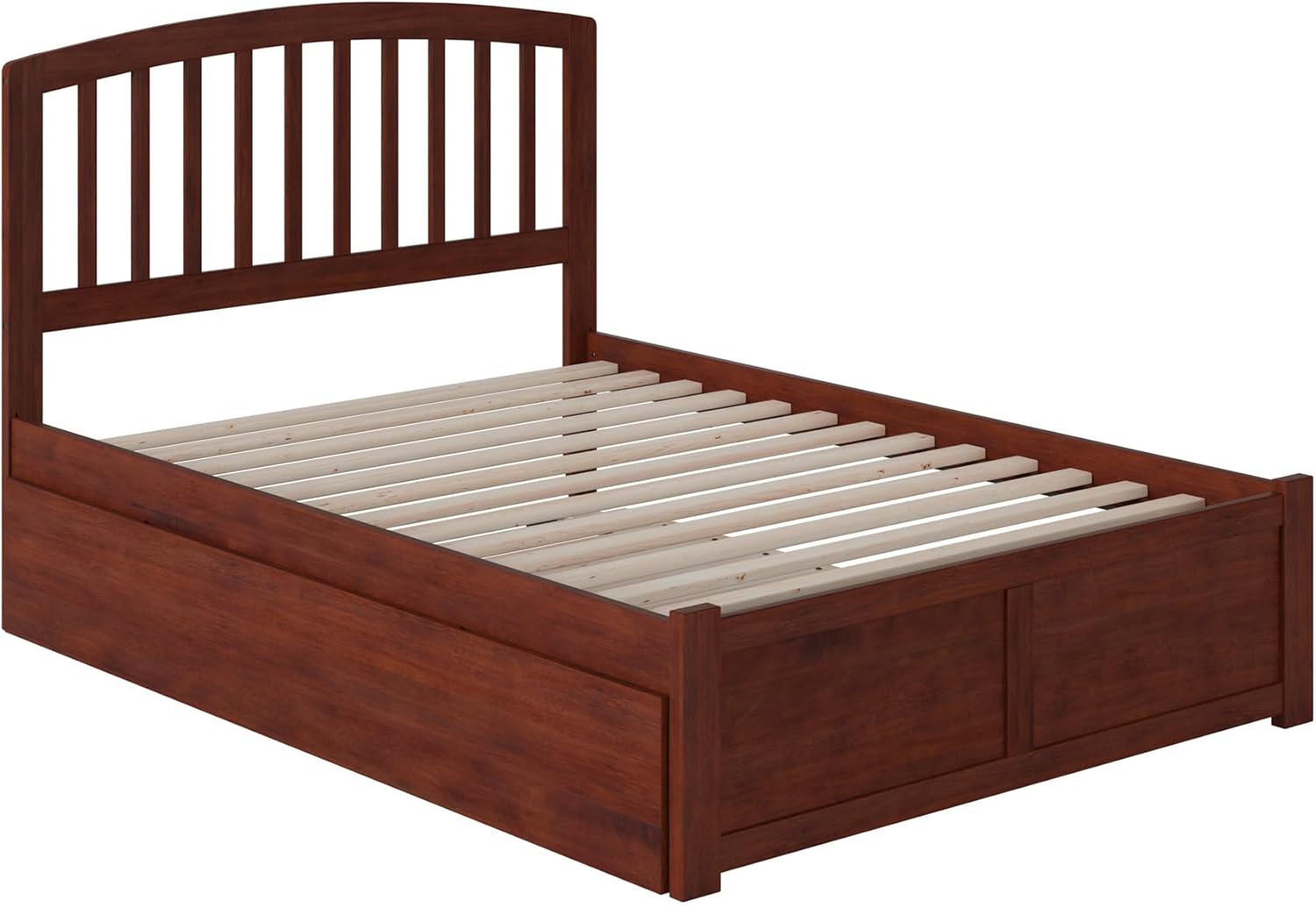 AFI, Richmond Full Platform Bed with Footboard & Full Trundle, Walnut