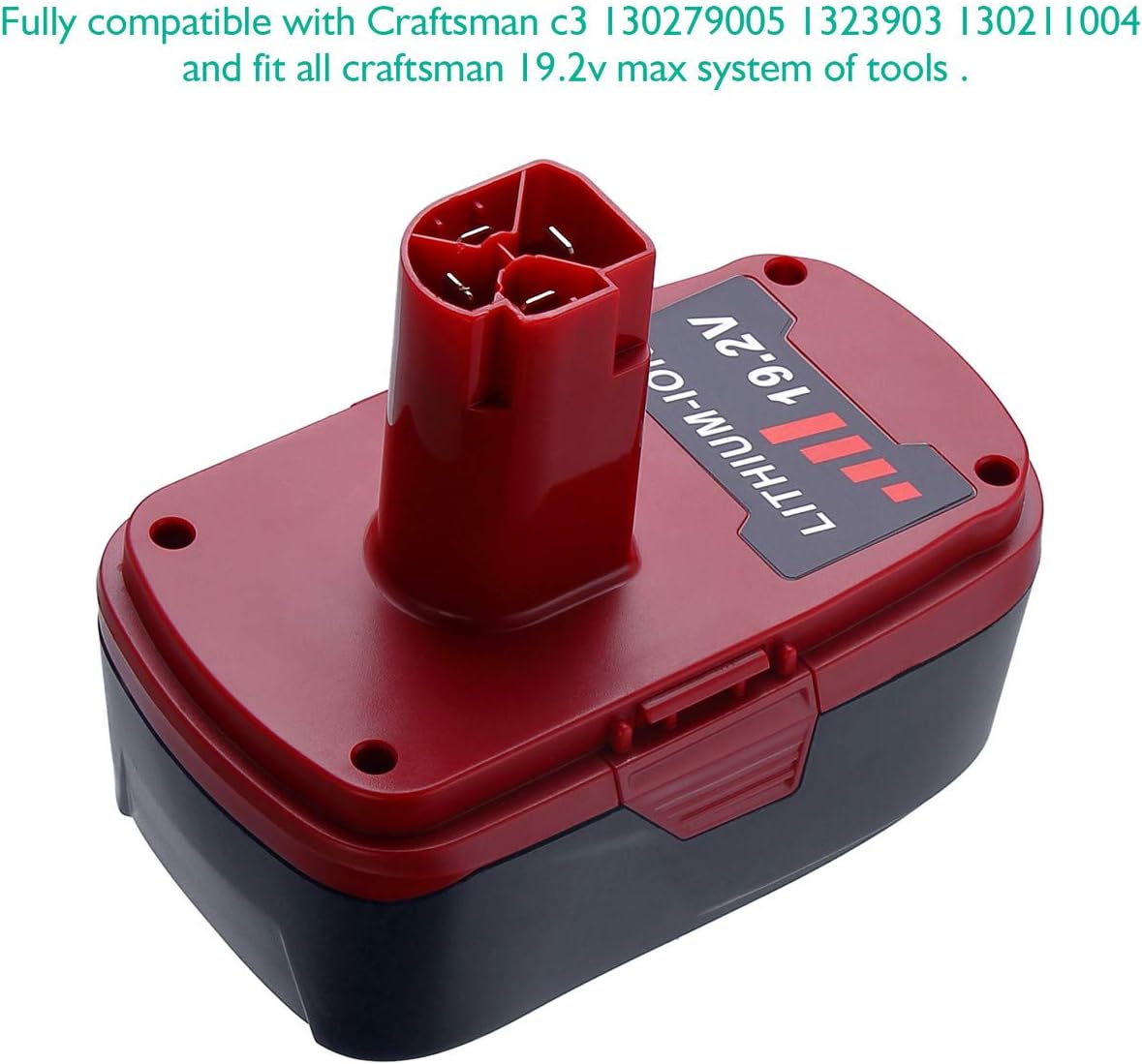 Powerextra 5.0Ah 19.2v Craftsman Lithium Replacement Battery Compatible with Craftsman C3, 130279005, 11375 11376, 11045,1323903, 315.115410, 315.11485, 315.114850, 315.114852,2Pack