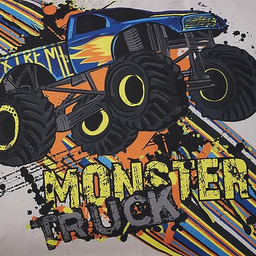 Image of Kids Bedding Set Bed in a Bag for Boys and Girls Toddlers Printed Sheet Set and Comforter, Twin, Monster Truck