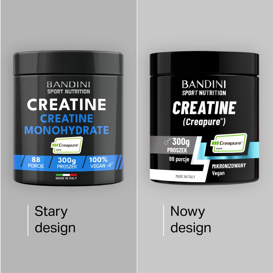Bandini® Kreatyna CREAPURE® Monohydrat w czystym proszku - suplement do treningu, sportu, siłowni i przed rozpoczęciem pracy - zawiera dawkę - 100% wegańskie - na bazie monohydratu