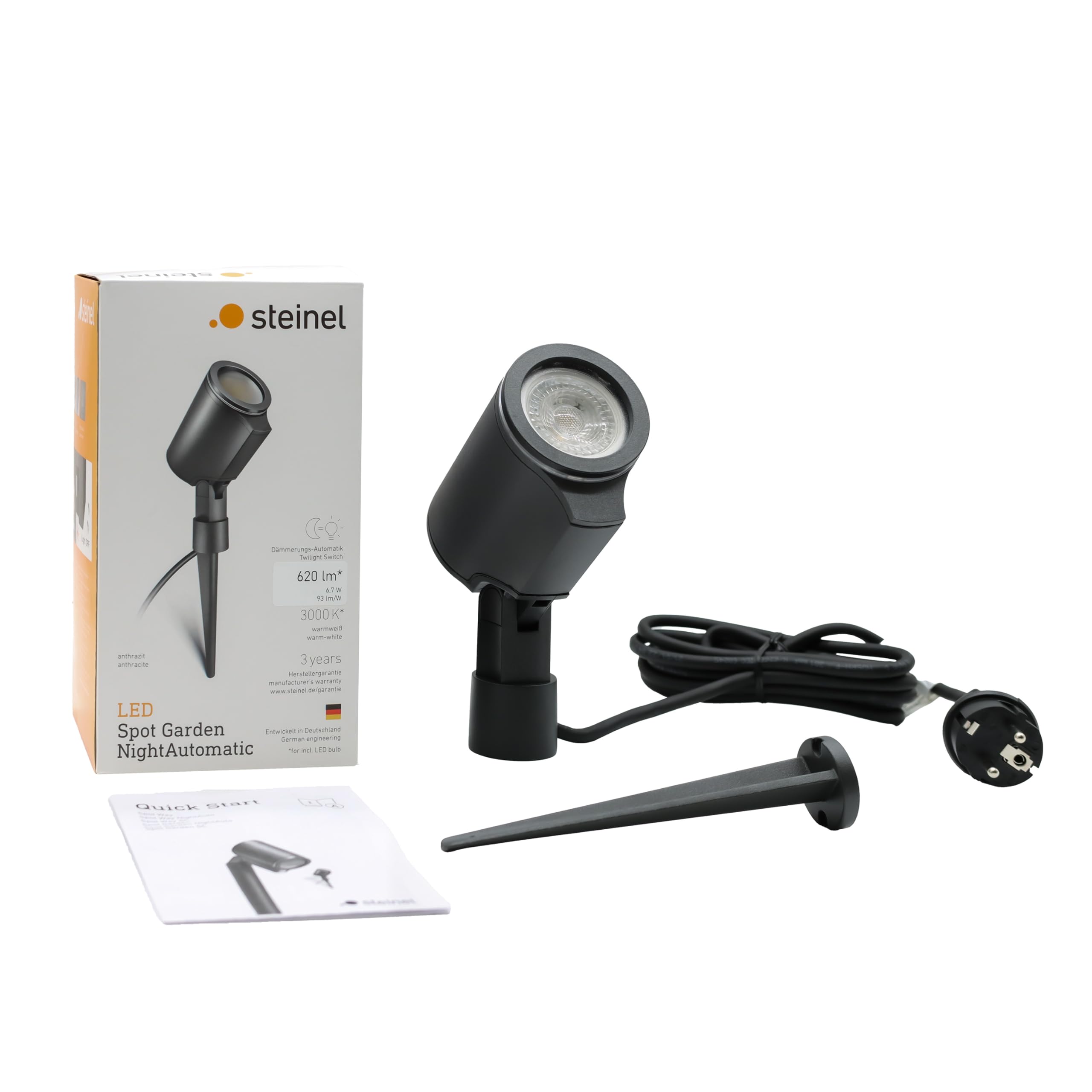 Steinel Faretto a LED Spot Garden N, con Picchetto di Terra Alluminio, Antracite 7,86 W, 230 V