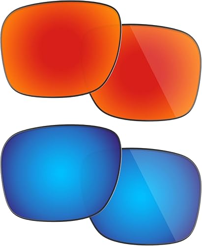 Lentes polarizadas de repuesto para gafas de sol Oakley Holbrook (OO9102) con revestimiento antiarañazos, agua salada y antipolvo (rojo fuego y azul