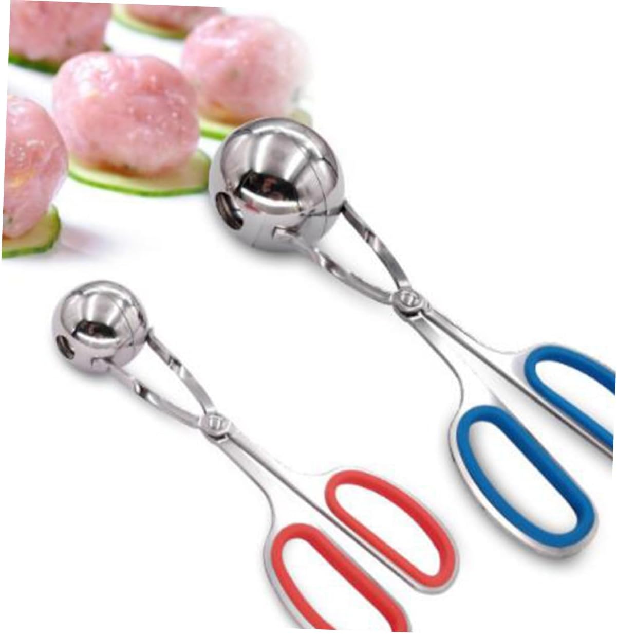KICHOUSE 4pcs Stainless Steel Meatball Clips Practical Kitchen Tool for Easy Meatball Making Includes s Red for Meat Fish Rice and More