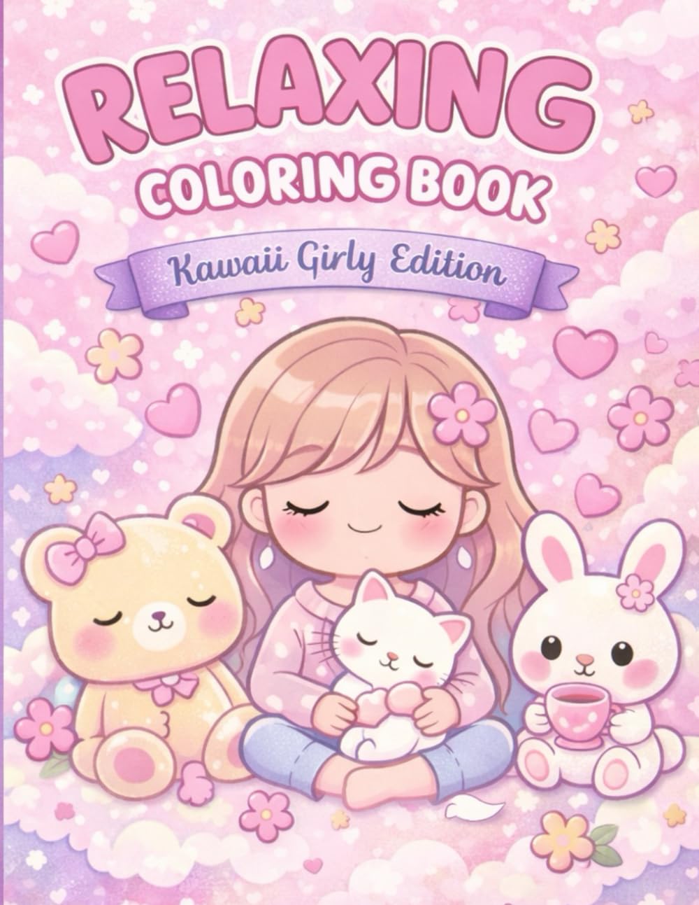 Relaxing Coloring Book: Kawaii Girly Edition Cute & Calming Designs for Women RELAX.BREATH.COLOR With Kawaii & Mandala Style