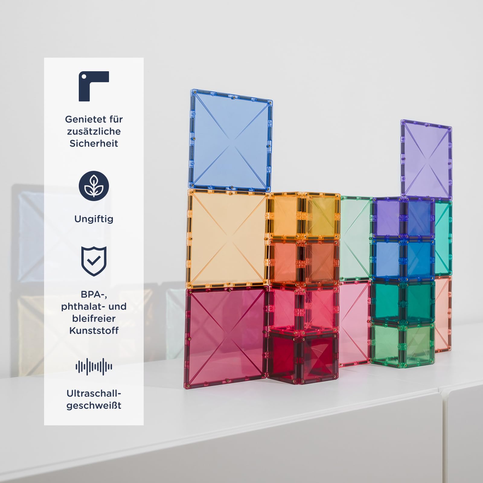 CONNETIX Magnetbausteine Pastell Quadrat Packen, 40 Stück