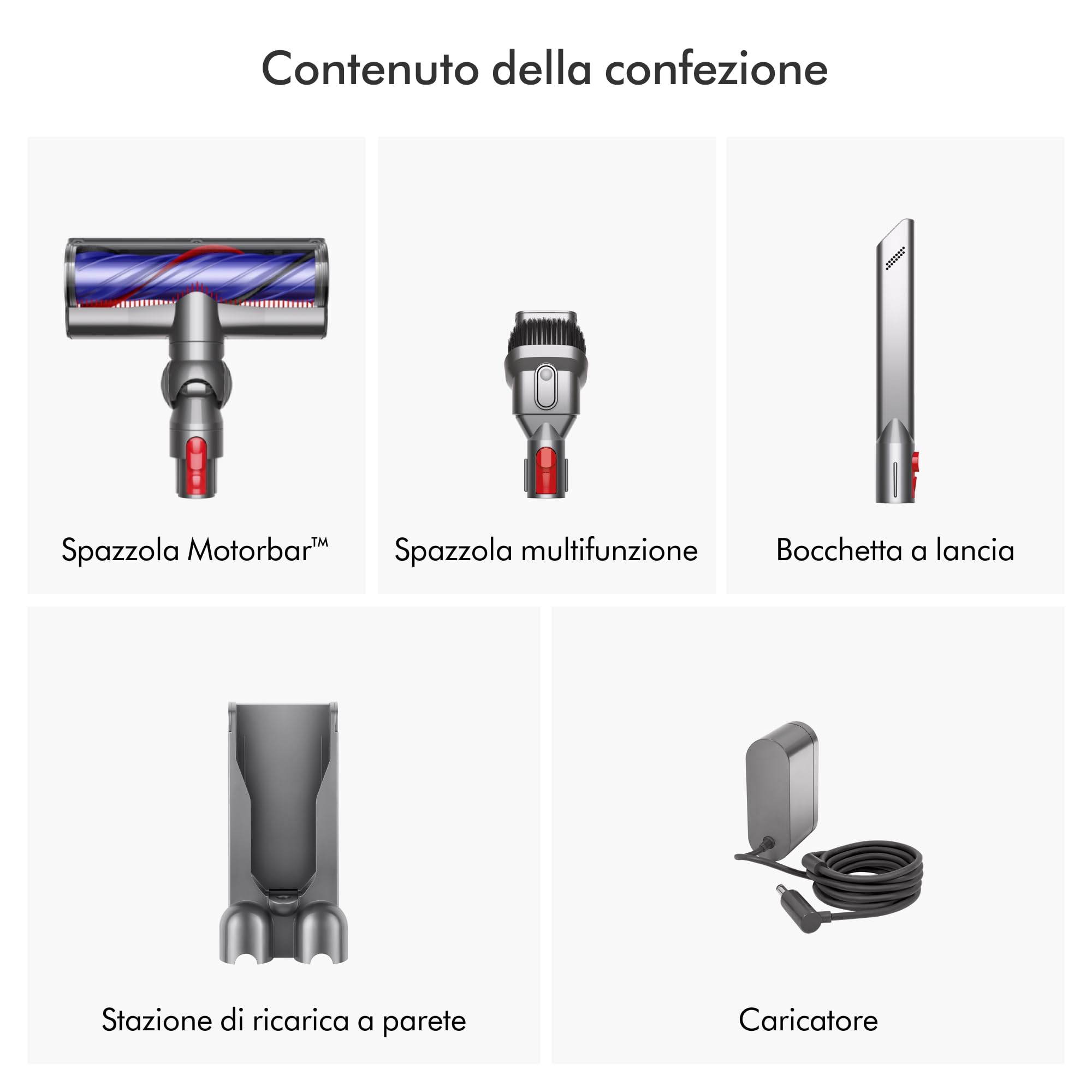 Dyson V8 Advanced™ Aspirapolvere senza filo – 130 AW, 40 minuti di autonomia, Spazzola Motorbar anti groviglio, accessori combinati, stazione di ricarica a muro, Argento/Nichel
