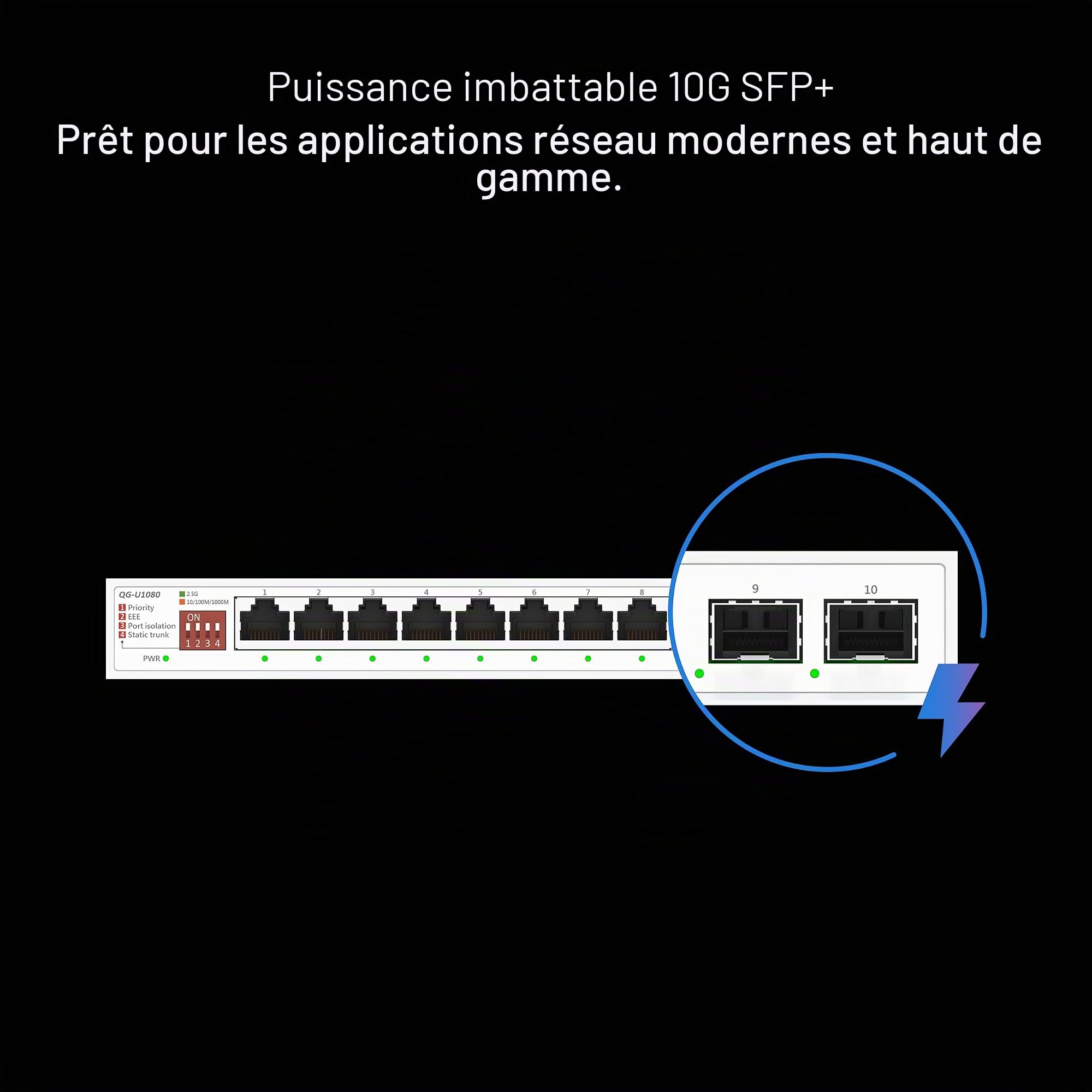 Asus QG-U1080 2.5g+ 10g Sfp+ Switch - Switch - Wlan (90ig0a00-Mo3b00)