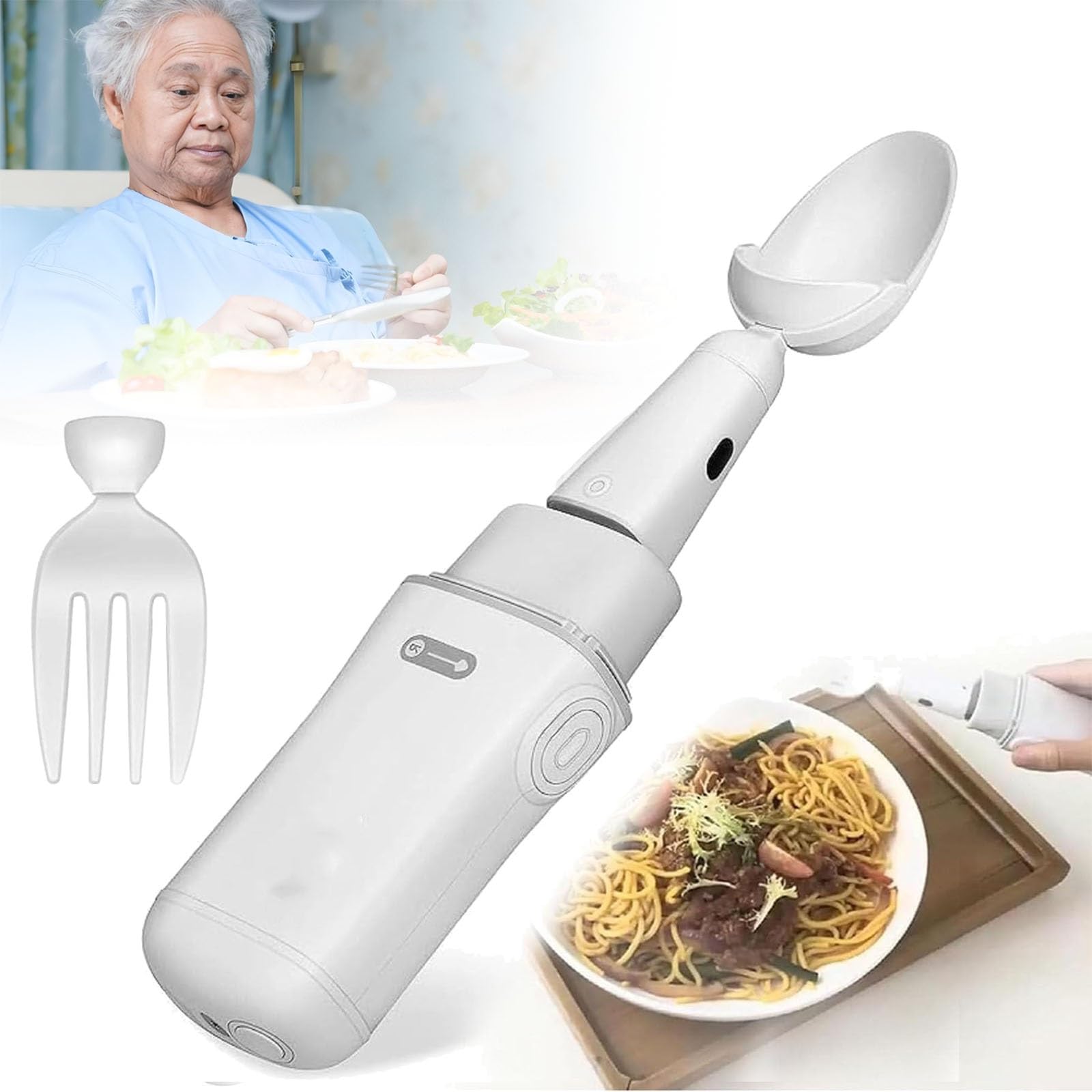 Cuchara adaptativa con tecnología de estabilización activa, herramienta inteligente de asistencia alimentaria para personas mayores