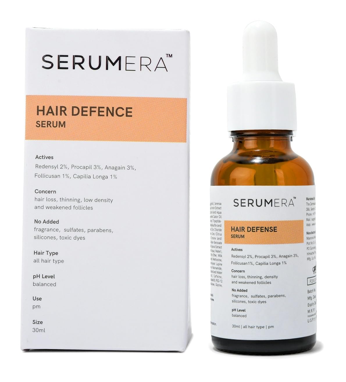 Serumera Hair Growth Serum with 2% Redensyl, 3% Procapil, 3% Anagain, 1% Follicus Ion, 1% Cpilalonga for Hair Loss, Hair Thinning, Low Density, Weakened Follicles, All Hair Type, 30 ml