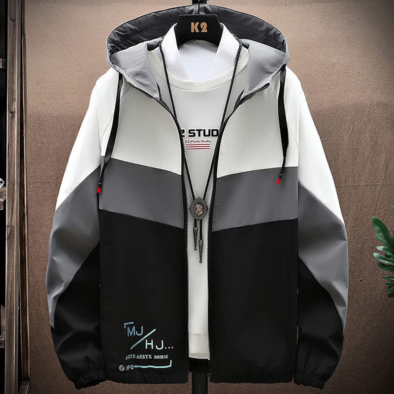 Sale Men's Patchwork Hooded Jacket Oversize Thin Boys' Clothing Male Autumn Outdoor2