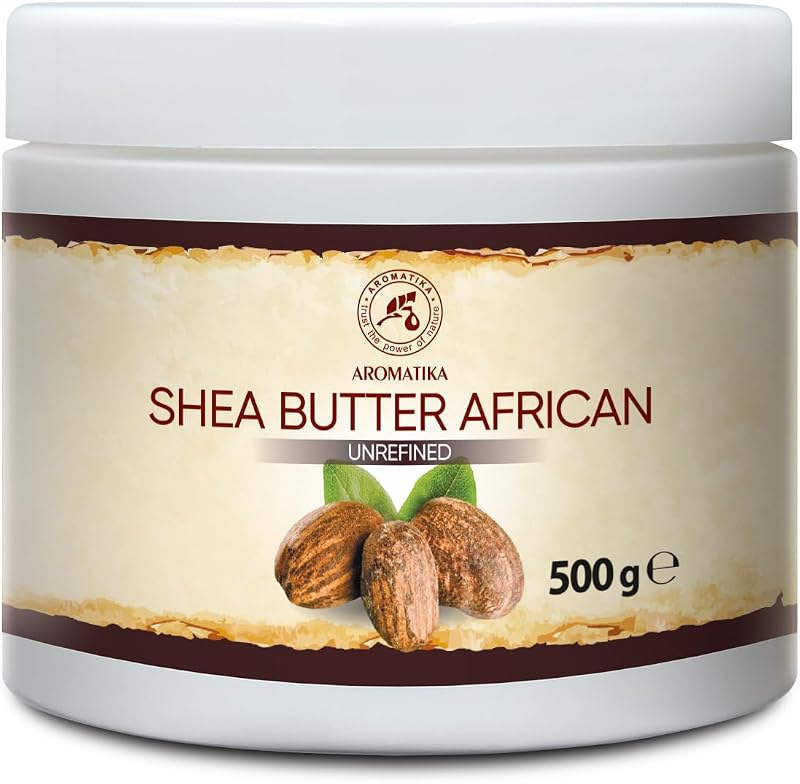 AROMATIKA Manteiga de Karité Africana Não Refinada Prensada a Frio, Pura, Pote de Alumínio, 400 g