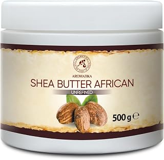 AROMATIKA Shea Butter Cold Pressed 14.1 Oz - Unrefined African Shea Butter - Ghana - 100% Pure & Natural - Best for Hair - Skin - Lip - Face - Body Care - Karite Shea Butter - Aluminium jar