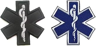 Antrix 2 Pcs Tactical EMT Star of Life EMT EMS Paramedic Medic Medical Cross First Aid Hook and Loop Military Emblem Badge Patch for EDC Pouch First Response Rescue Kit