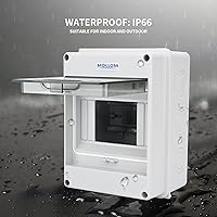 Vista 3 de MOLLOM Caja de protección de distribución MCB del disyuntor de 5 vías con carril DIN, impermeable IP65, para interiores y exteriores