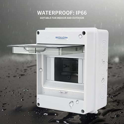 Miniatura 3 de MOLLOM Caja de protección de distribución MCB del disyuntor de 5 vías con carril DIN, impermeable IP65, para interiores y exteriores