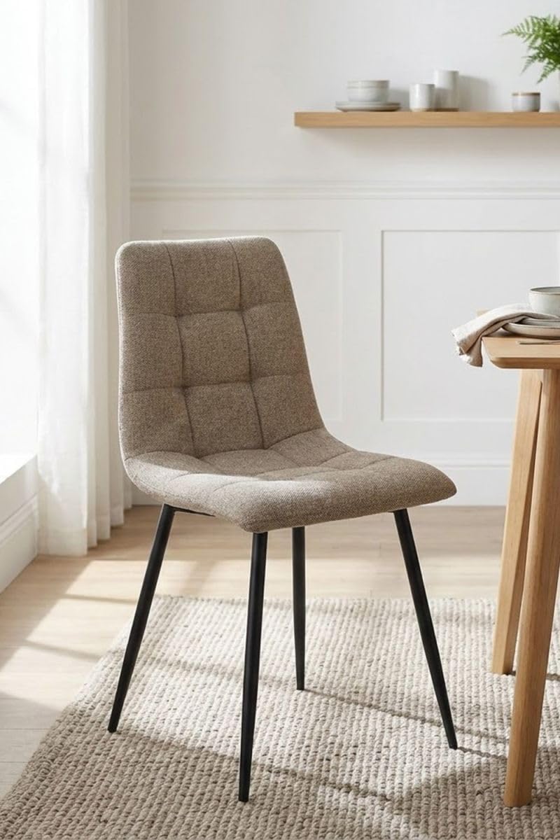 Regalos Miguel - Sillas Comedor - Silla Stuhl Tela - Marrón Claro