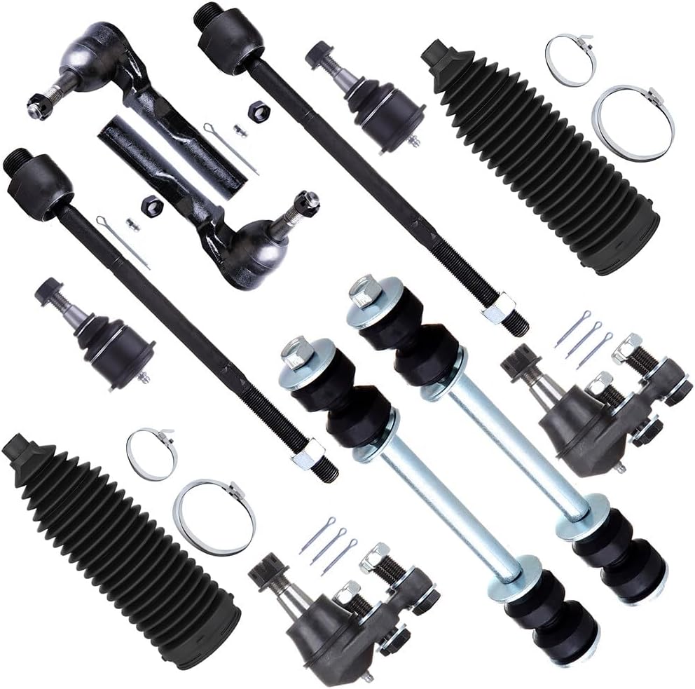 SCITOO 12pcs Front Suspension Kit Outer Inner Tie Rod End w/Boot Replacement for 1999-2006 for Chevy Silverado 1500 for GMC Sierra 1500 Lower Upper Ball Joint Sway Bar End Link
