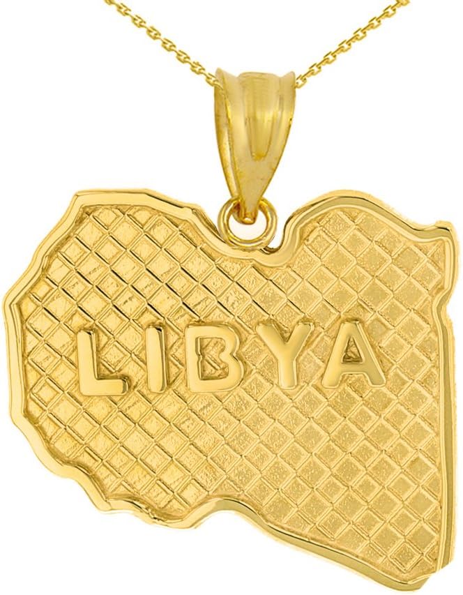 14k Yellow Gold Country Map Of Libya Pendant Necklace