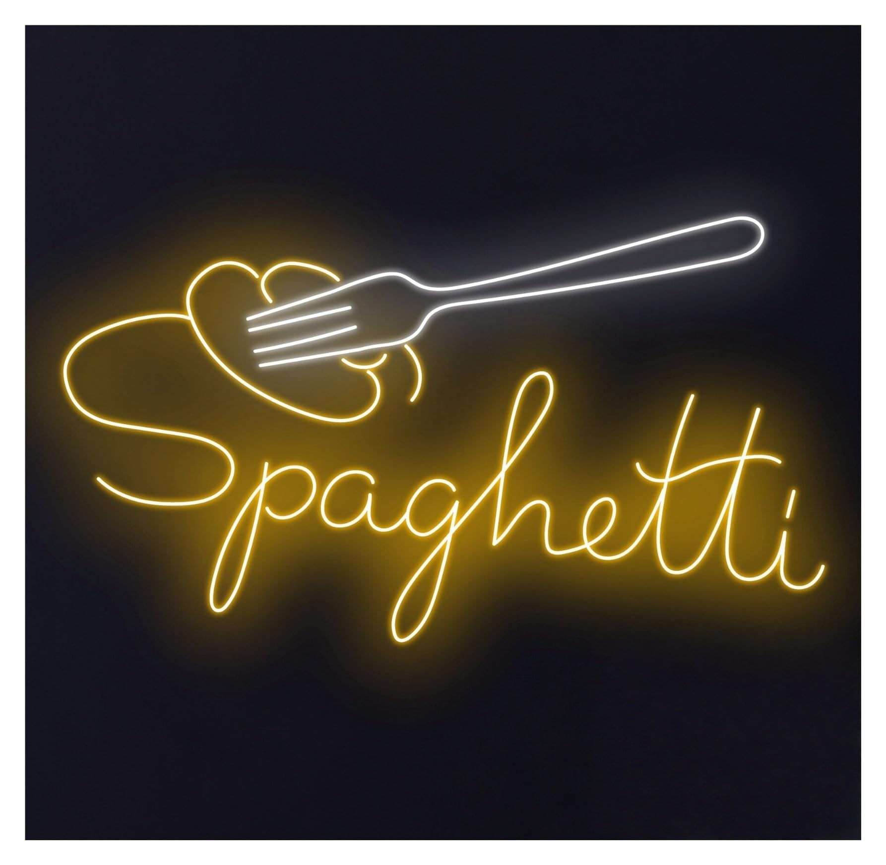 RONGCH Hanging Art Neon Signs Spaghetti Neon Sign, Noodles Pasta Restaurant Room Wall Decor Food Shop 50cm